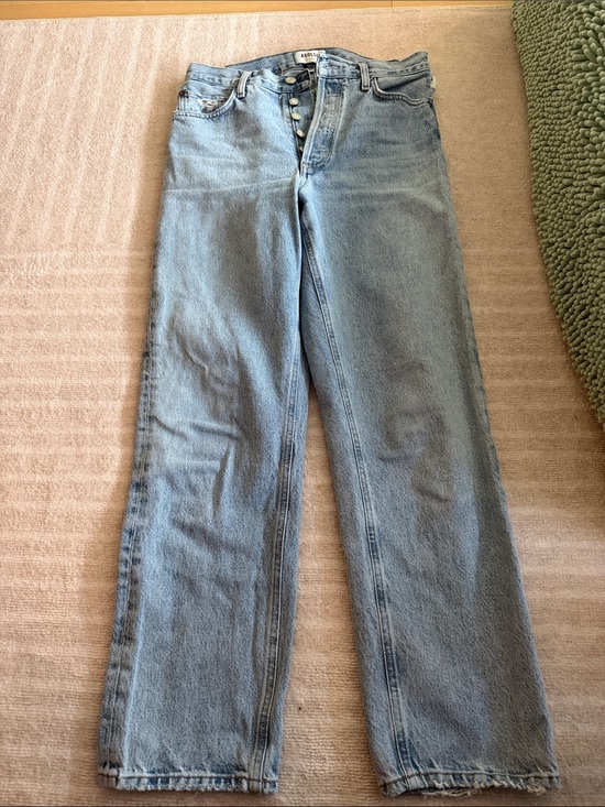 Agolde Denim - Agolde Light Wash Button-Fly Straight Leg Jeans